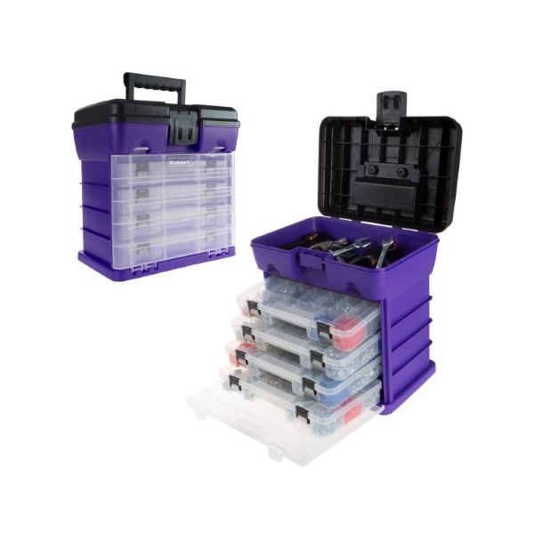 Fleming Supply Storage and Toolbox, Durable Organizer Utility, 4 Drawers with 19 Compartments Each, Purple 762531KXX - main